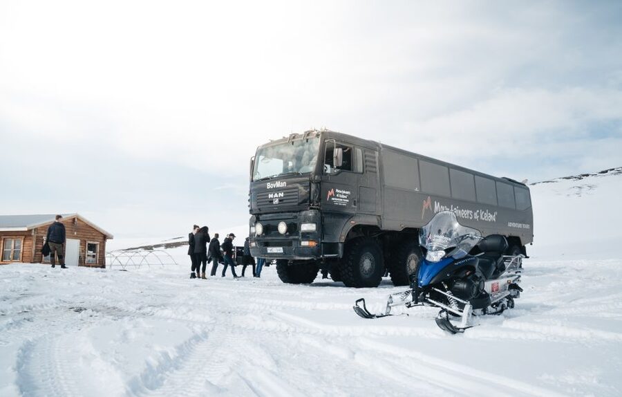 From Gullfoss: Langjökull Glacier Snowmobile Tour - From Gullfoss to Geldingafell base camp