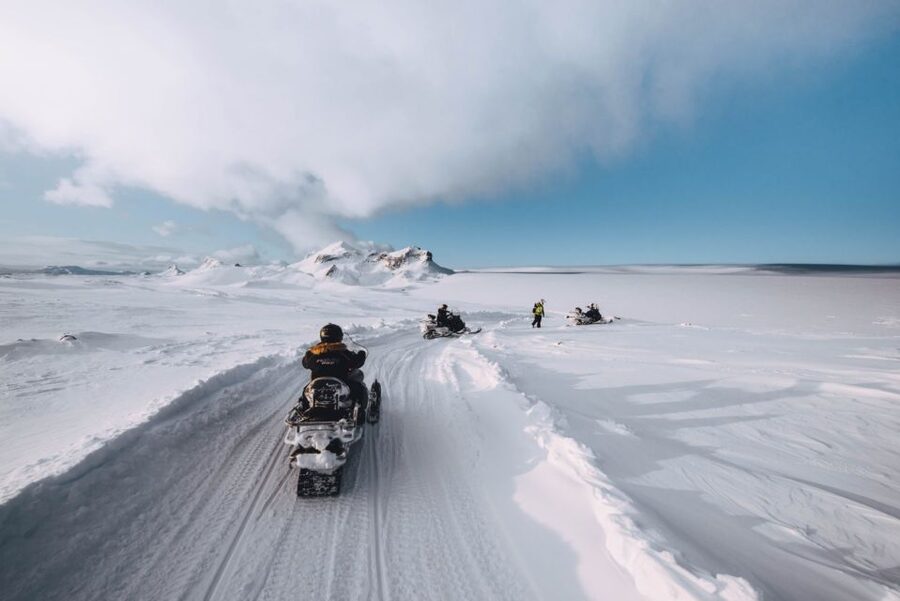 From Gullfoss: Langjökull Ice Cave and Snowmobile Tour - The return through snowy highlands