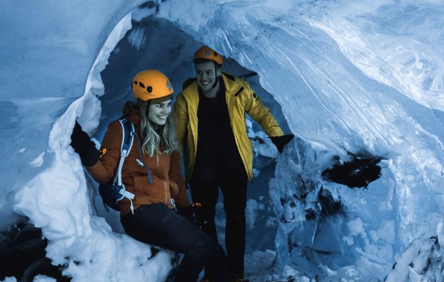 From Jökulsárlón: Crystal Blue Ice Cave Super Jeep Tour - Entering the blue ice cave