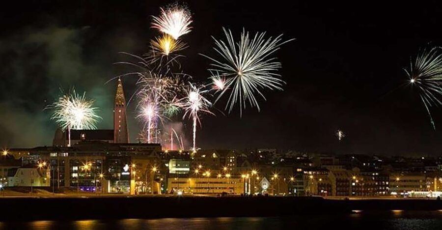 From Reykjavik: New Years Fireworks by Boat - Watching Reykjavik’s coastline from Faxaflói bay