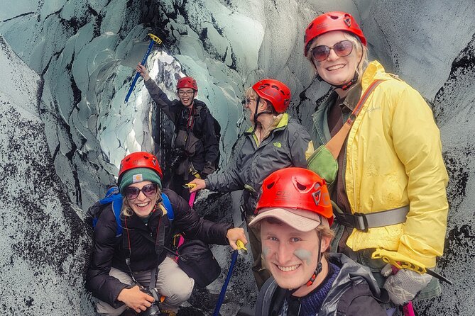 Glacier Hike at Sólheimajökull Shared Experience - Getting Fitted With Crampons and an Ice Axe