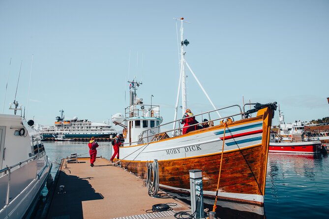 Húsavík Whale Watching Tour, family owned and operated - Boarding Moby Dick for a three-hour outing