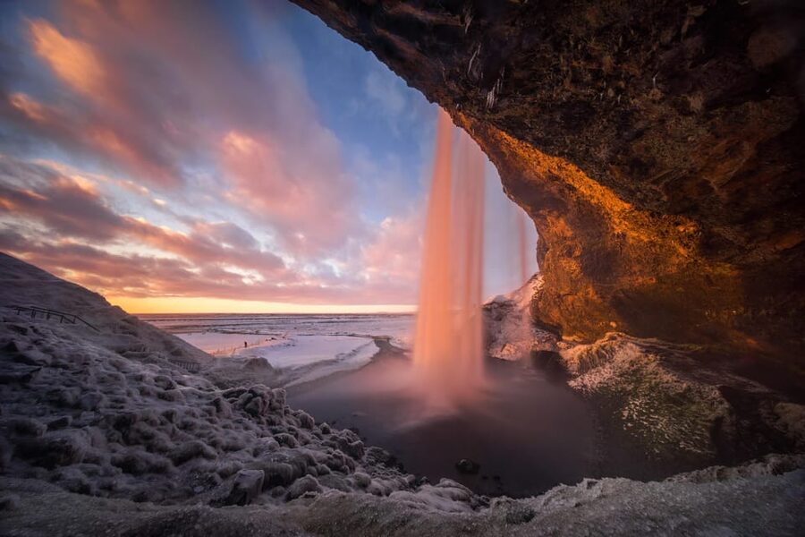 Reykjavik: Glacier Hike & South Coast Day Tour - Skógafoss, where water hits with force