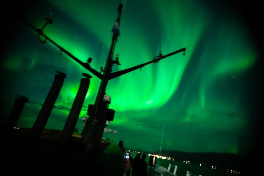 Reykjavik: Northern Lights Guided Boat Tour with Photos - Mountains, City Lights, and Night Photography