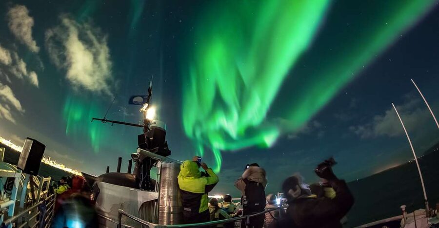 Reykjavik: Northern Lights Guided Boat Tour - Waiting for the aurora over the North Atlantic
