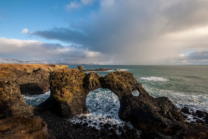 Snaefellsnes, Mt. Kirkjufell & Black Sand Beach Small-Group Tour - Lóndrangar shows Iceland’s troll-country side