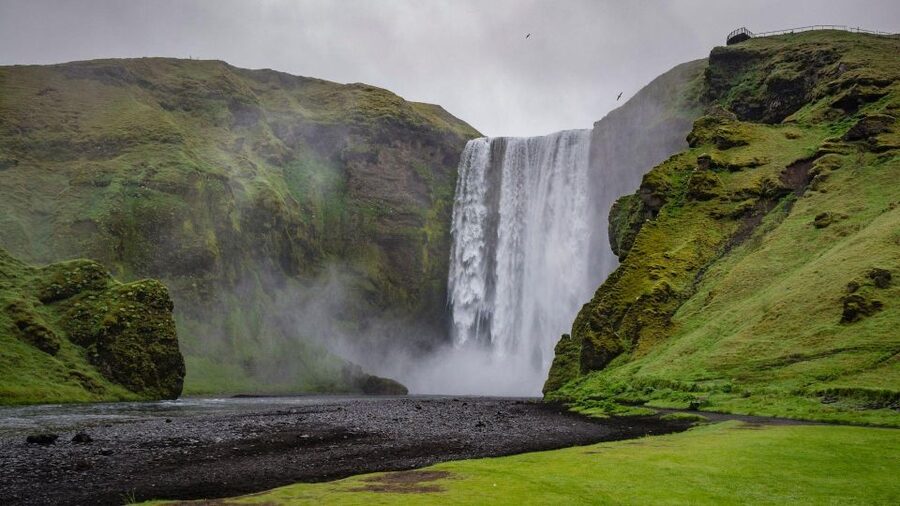 South Coast of Iceland. Black beach, glaсier, waterfalls... - Skógafoss gives you power and a higher view