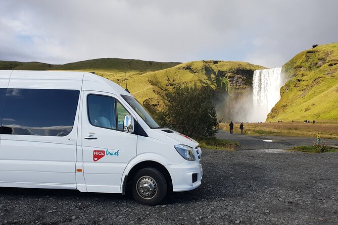 South Coast Waterfall, Black Beach, Glacier Adventure Small Group - Reynisfjara: black sand, basalt, and rough Atlantic water