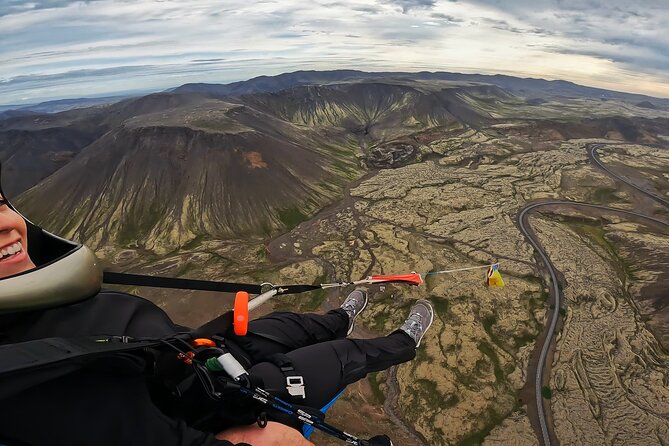 Tandem Paragliding over the Rugged Lava Fields at Blue Mountains - The safety briefing before takeoff