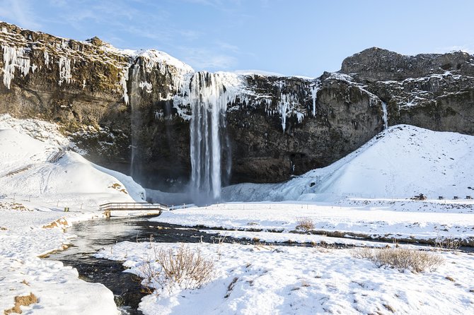 Winter South Coast Day Tour by Minibus from Reykjavik - Seljalandsfoss: the famous waterfall with a winter catch